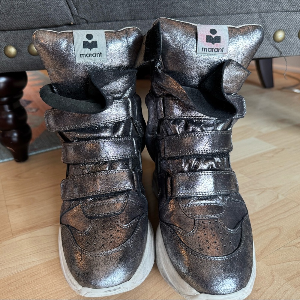 Authentic Silver Isabel Marant Balskee Wedge Sneakers Size 40 Approx US 9.5-10